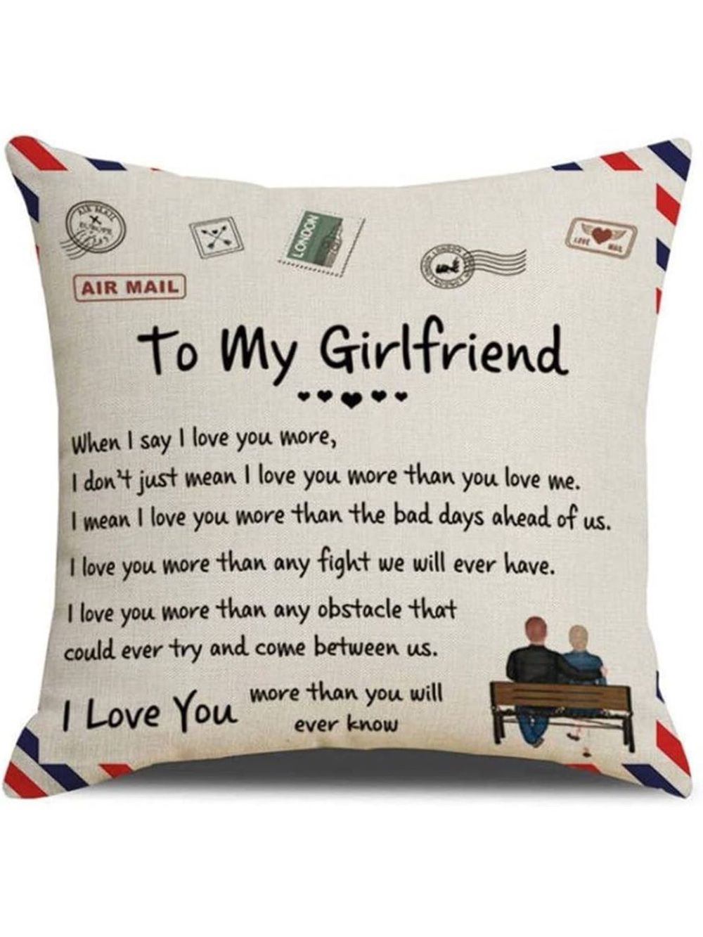 To My Girlfriend Sentimental Throw Air Mail Home Decor Pillow
